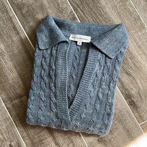 White + Warren Linen V-Neck Sweater M